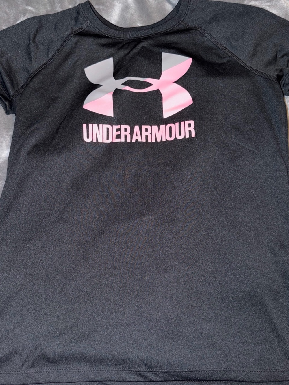 Under Armour Girls' Black Active Tee with Pink Logo